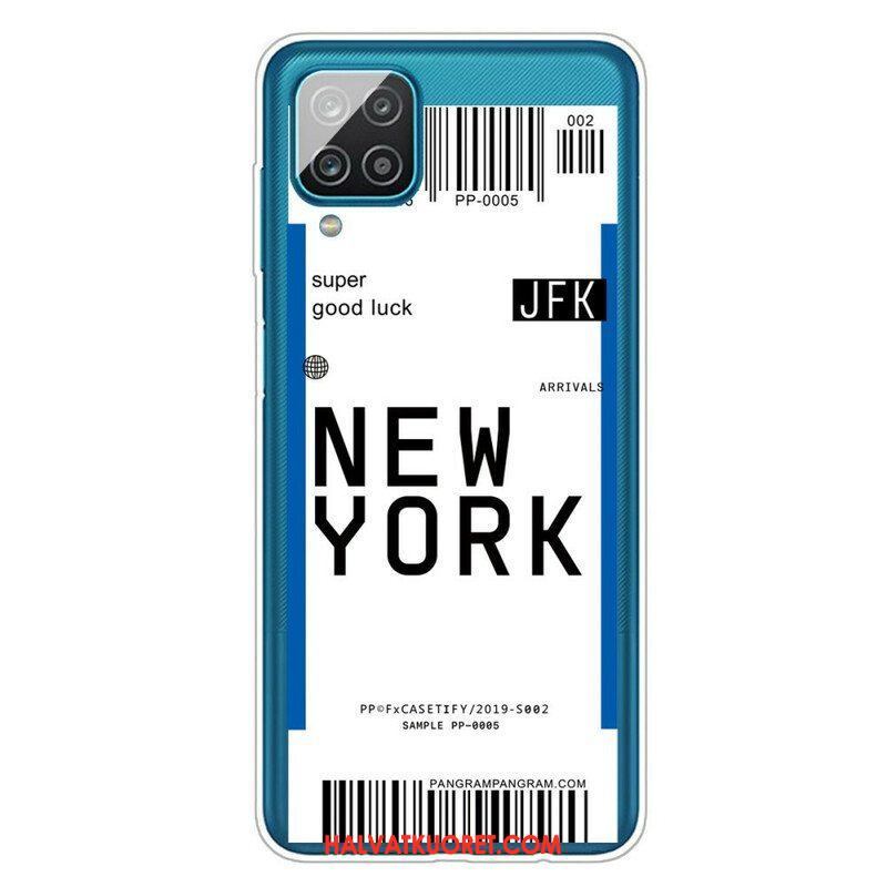 Kuori Samsung Galaxy M12 / A12 Boarding Pass New Yorkiin