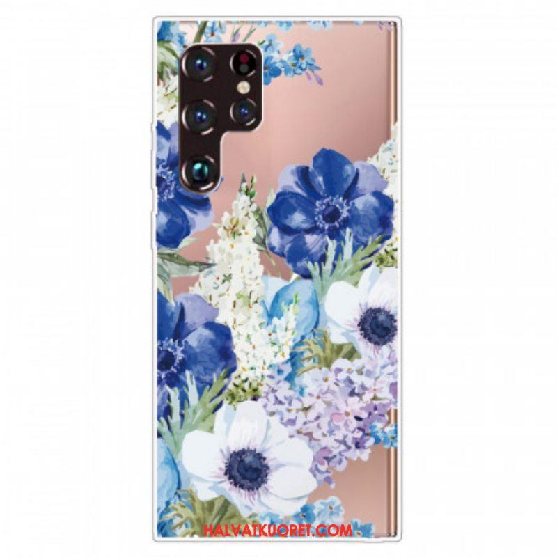 Kuori Samsung Galaxy S22 Ultra 5G Akvarelli Siniset Kukat