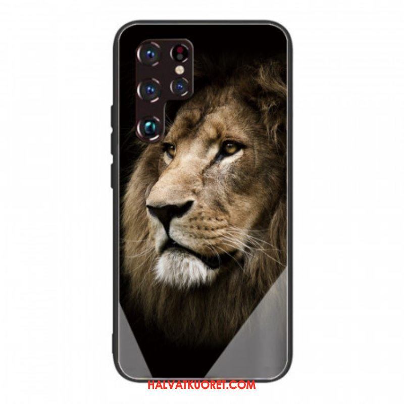 Kuori Samsung Galaxy S22 Ultra 5G Lion Head Karkaistu Lasi