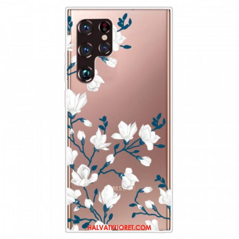 Kuori Samsung Galaxy S22 Ultra 5G Saumattomat Valkoiset Kukat