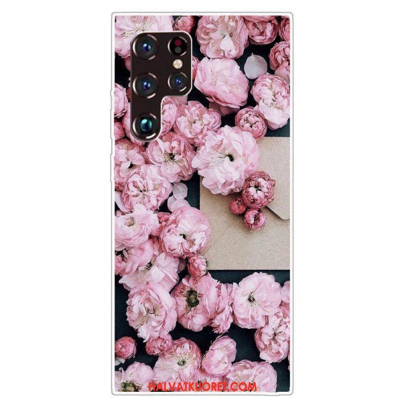 Kuori Samsung Galaxy S22 Ultra 5G Vaaleanpunaiset Kukat