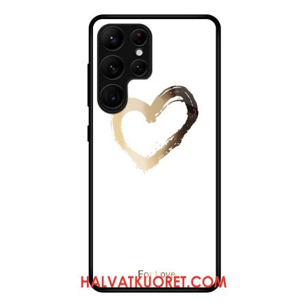 Kuori Samsung Galaxy S25 Ultra 5g Kultainen Sydän Valkoisella Taustalla