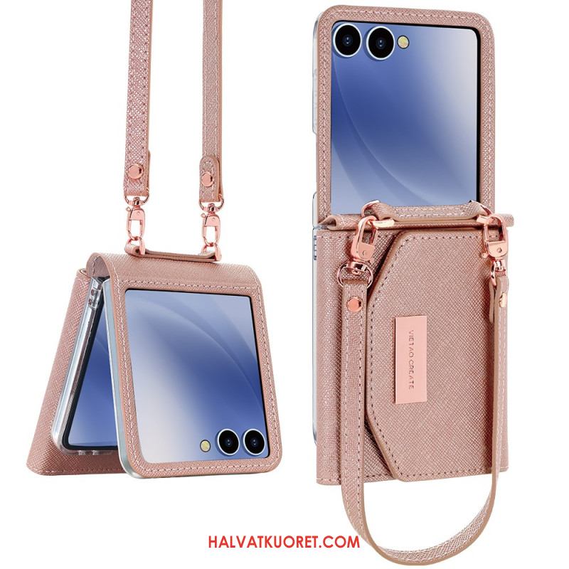 Kuori Samsung Galaxy Z Flip 7 Lompakko Ja Hihna Suojakuori