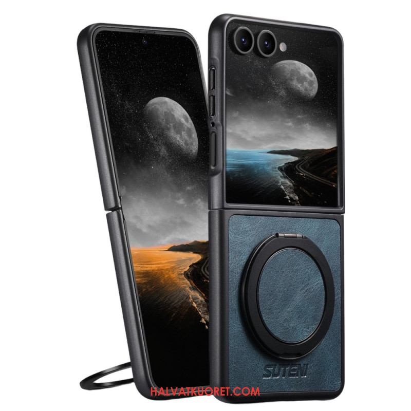 Kuori Samsung Galaxy Z Flip 7 Magsafe-yhteensopiva Nahkakuvioinen Suteni-sormuspidike Suojakuori