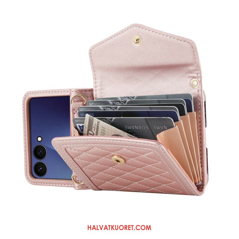 Kuori Samsung Galaxy Z Flip 7 Pehmustettu Korttikotelo Ja Olkahihna