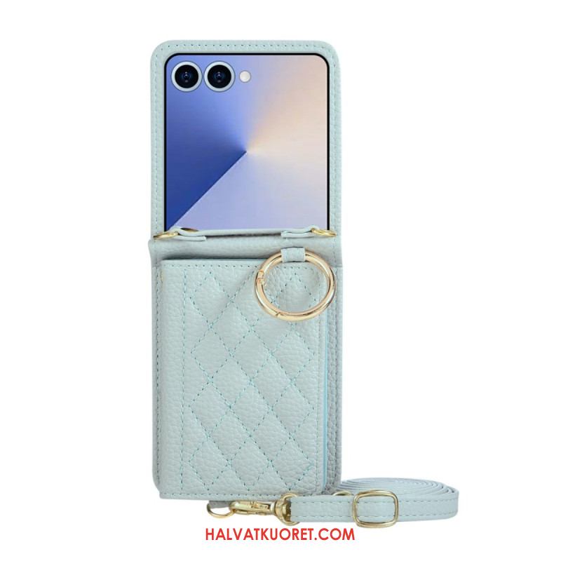 Kuori Samsung Galaxy Z Flip 7 Tikattu Lompakko Olkahihnalla