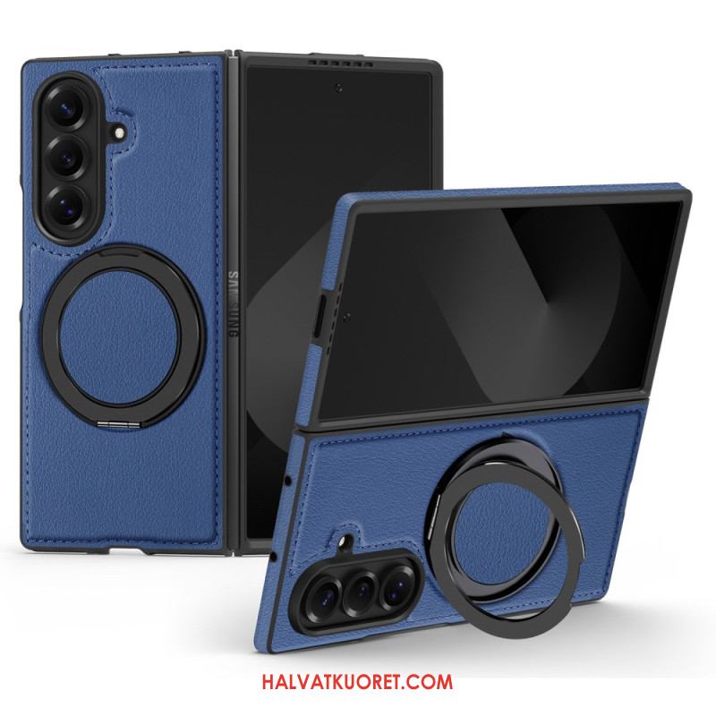 Kuori Samsung Galaxy Z Fold 7 Magsafe-yhteensopiva Nahkaefekti Pyörivällä Rengaspidikkeellä