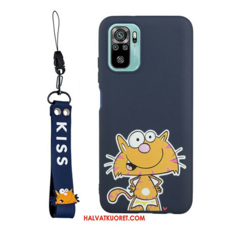 Kuori Xiaomi Redmi Note 10 / 10S Cat With Lanyard Kiss