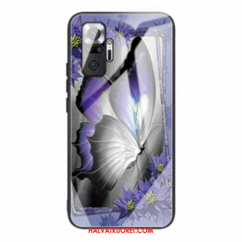 Kuori Xiaomi Redmi Note 10 Pro Purple Butterfly Karkaistu Lasi