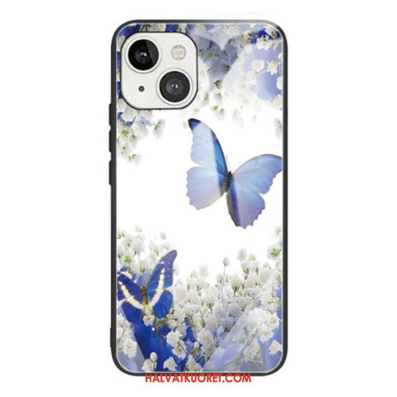 Kuori iPhone 13 Mini Butterflies Design Karkaistu Lasi