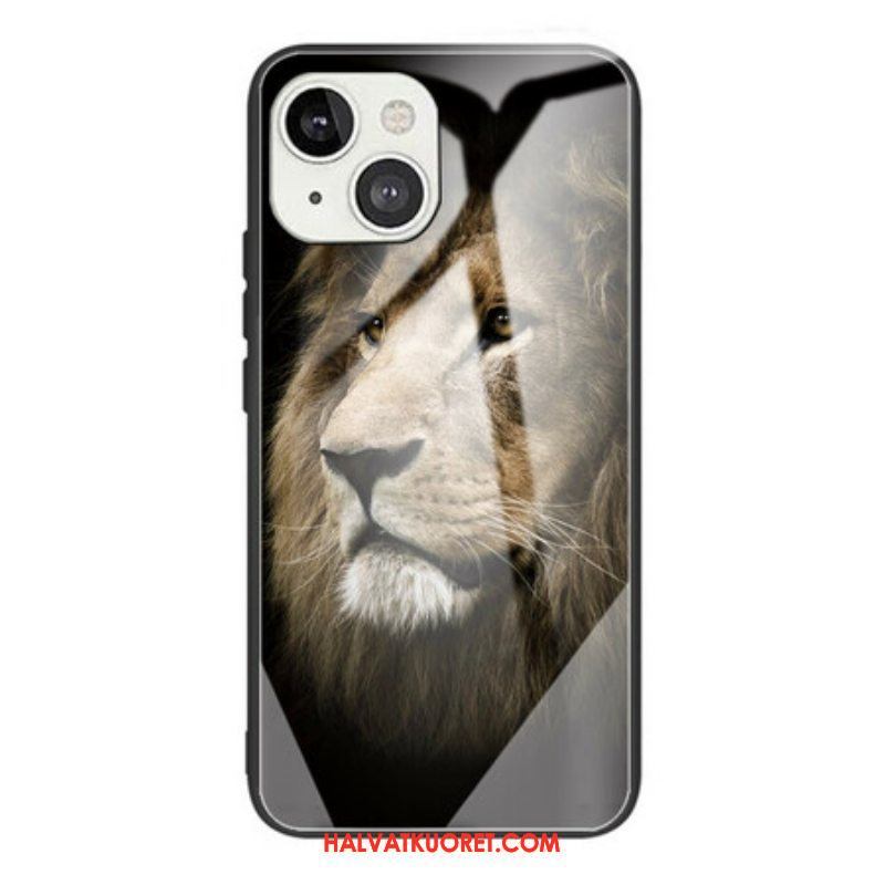 Kuori iPhone 13 Mini Lion Head Karkaistu Lasi