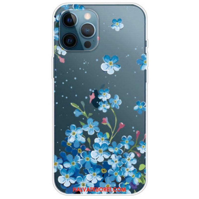 Kuori iPhone 14 Pro Saumattomat Siniset Kukat