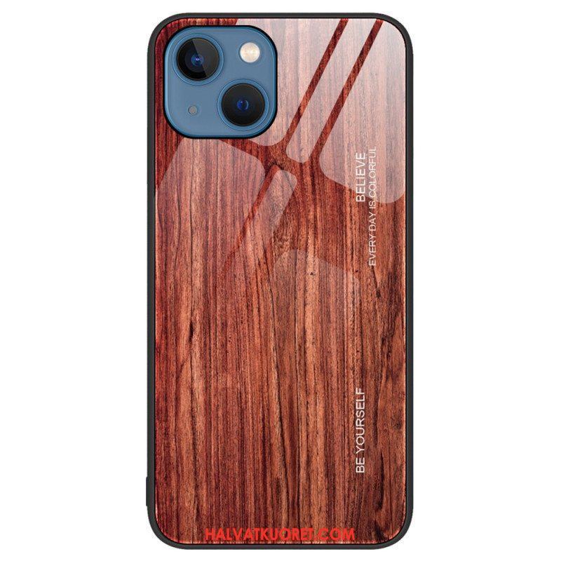 Kuori iPhone 15 Plus Tempered Glass Wood Design