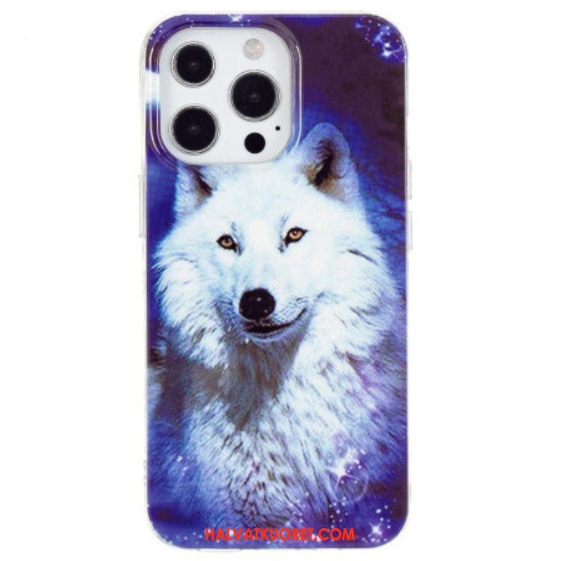 Kuori iPhone 15 Pro Fluoresoiva White Wolf