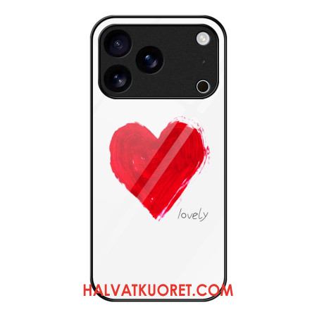 Kuori iPhone 17 Pro Max Punainen Sydän Karkaistu Lasi
