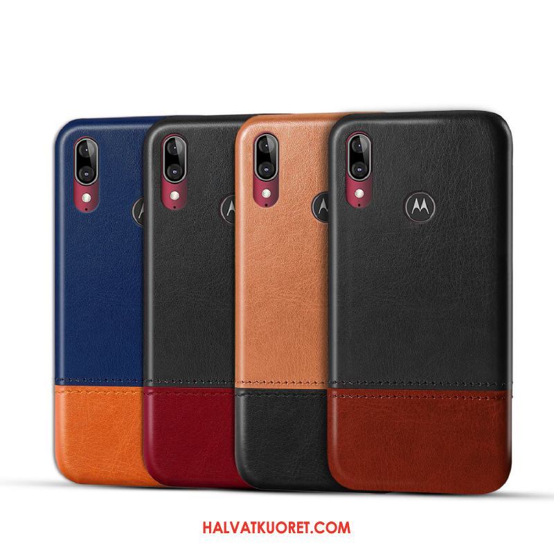 Moto E6 Plus Kuoret Puhelimen Suojaus, Moto E6 Plus Kuori Musta Nahkakotelo