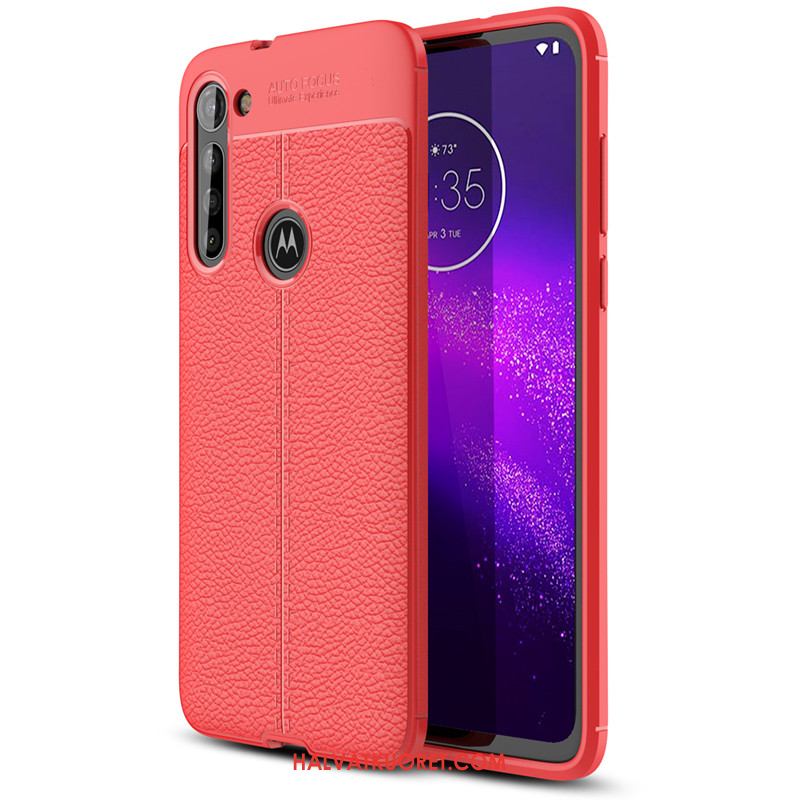 Moto G8 Power Kuoret All Inclusive Suojaus, Moto G8 Power Kuori Punainen Nahka