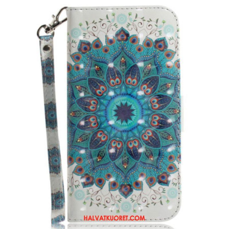 Nahkakotelo Moto G73 5G Suojaketju Kuori Strappy Mandala