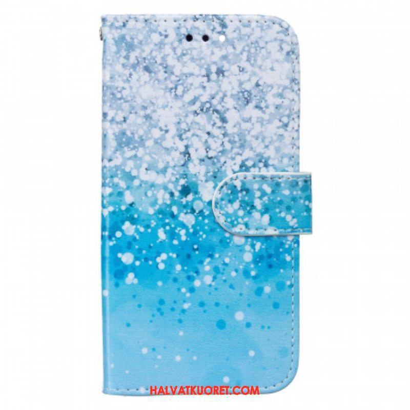 Nahkakotelo Samsung Galaxy A13 5G / A04s Sininen Glitter Gradientti