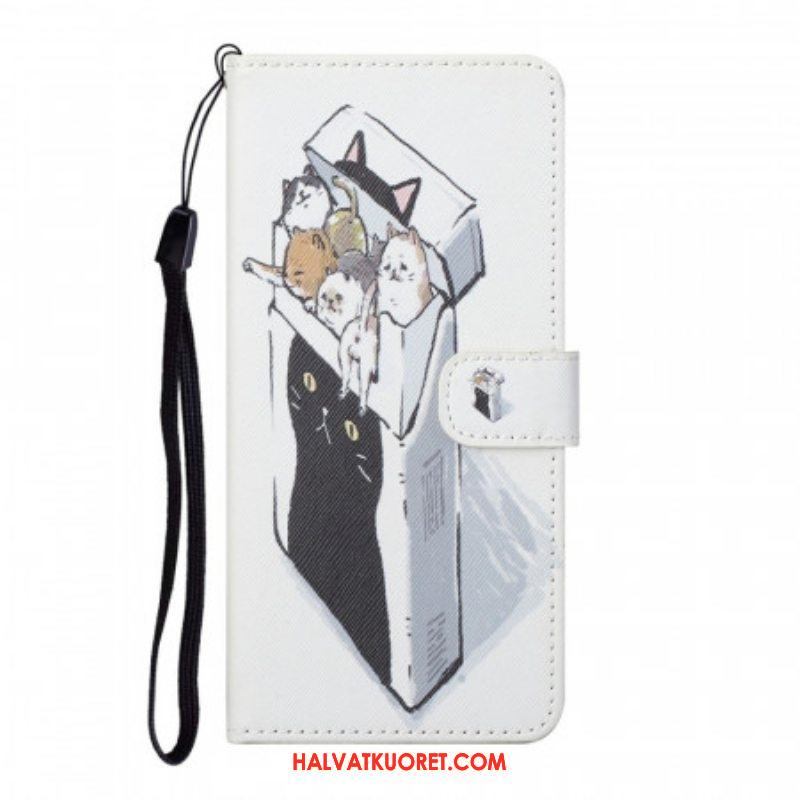 Nahkakotelo Samsung Galaxy S22 Plus 5G Suojaketju Kuori Toimitus Thong Cats