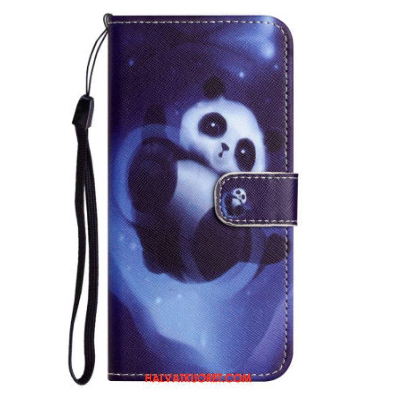 Nahkakotelo Samsung Galaxy S23 5G Suojaketju Kuori Strappy Panda