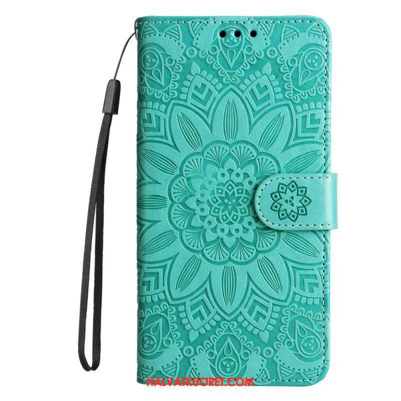 Nahkakotelo Xiaomi Redmi Note 12 Pro Plus Suojaketju Kuori Mandala-koriste Hihnalla