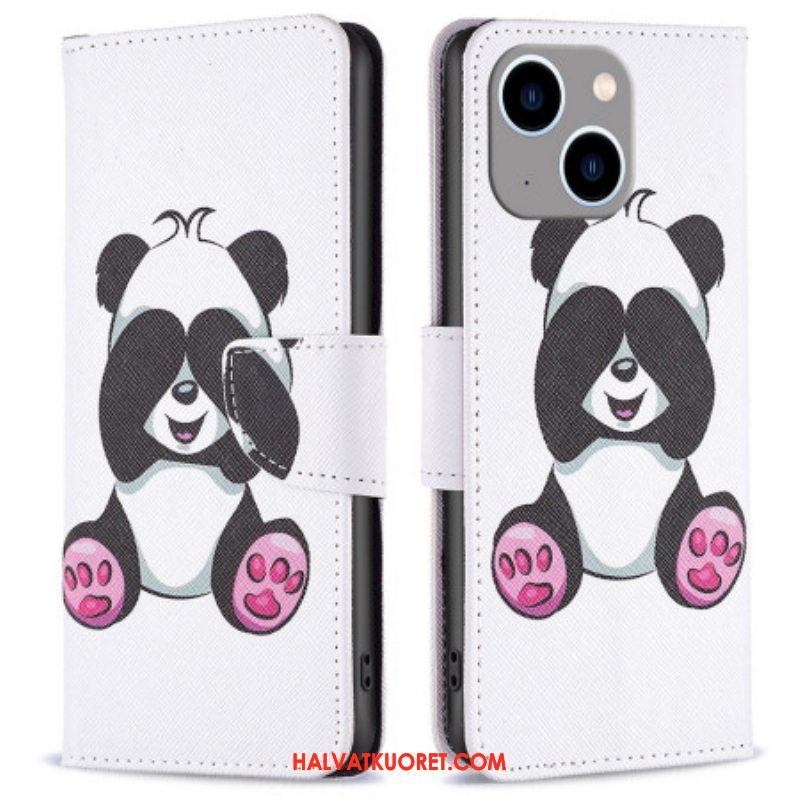 Nahkakotelo iPhone 14 Plus Panda Hauskaa