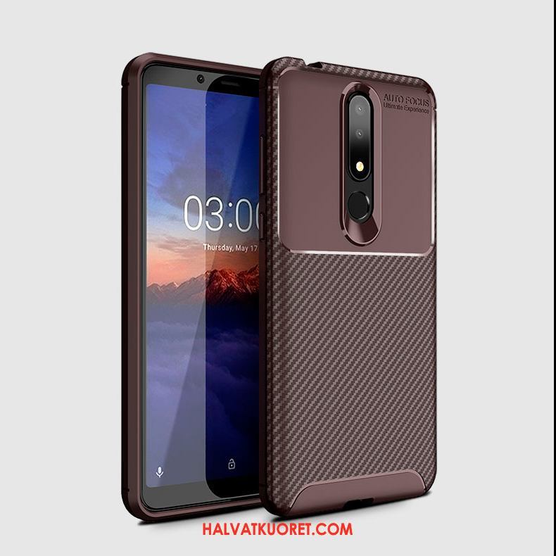 Nokia 3.1 Plus Kuoret Murtumaton Silikoni, Nokia 3.1 Plus Kuori Kuitu Pehmeä Neste Braun