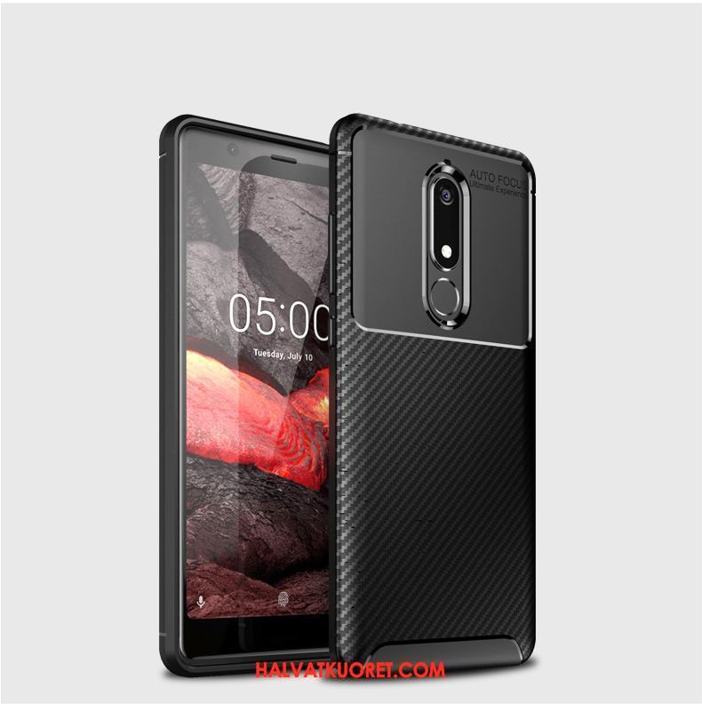 Nokia 5.1 Kuoret Musta Kukkakuvio, Nokia 5.1 Kuori Puhelimen Kuitu