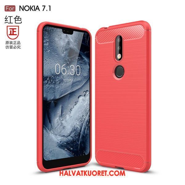 Nokia 7.1 Kuoret Murtumaton Puhelimen Punainen, Nokia 7.1 Kuori Pehmeä Neste All Inclusive