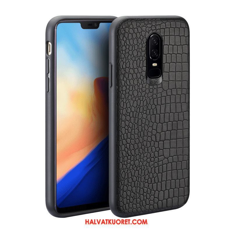 Oneplus 6 Kuoret Nahkakotelo All Inclusive Murtumaton, Oneplus 6 Kuori Aito Nahka Musta