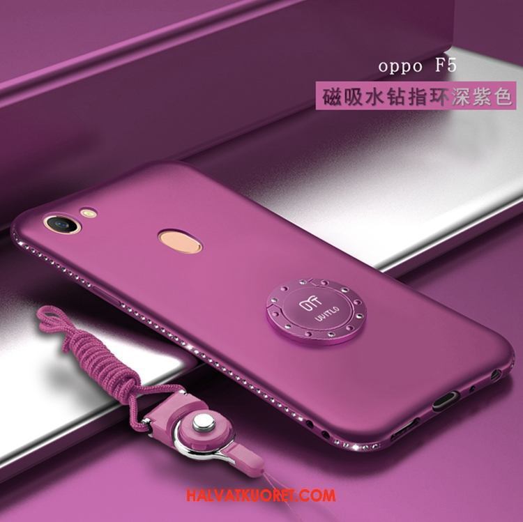 Oppo F5 Kuoret All Inclusive Pehmeä Neste Violetti, Oppo F5 Kuori Kotelo Rhinestone Inlay