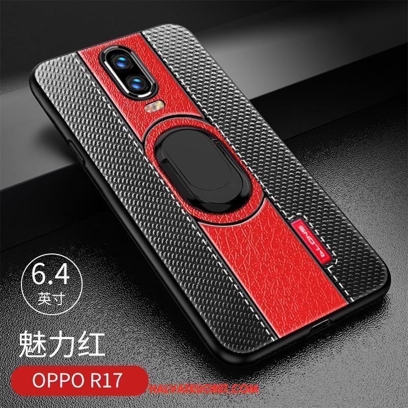 Oppo R17 Kuoret Punainen Silikoni Nahka, Oppo R17 Kuori Tuki Suojaus