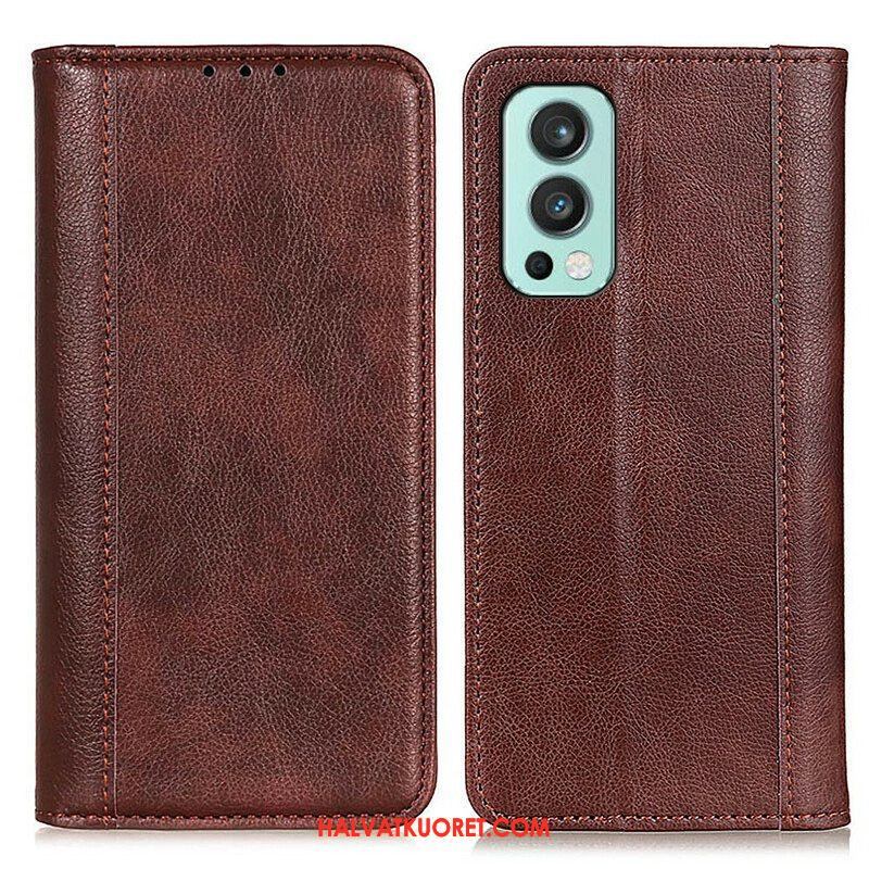 Puhelinkuoret OnePlus Nord 2 5G Kotelot Flip Litchi Split Leather -versio