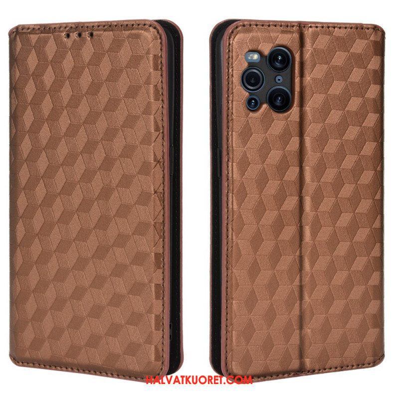 Puhelinkuoret Oppo Find X3 Pro Kotelot Flip Timanttinahkaefekti