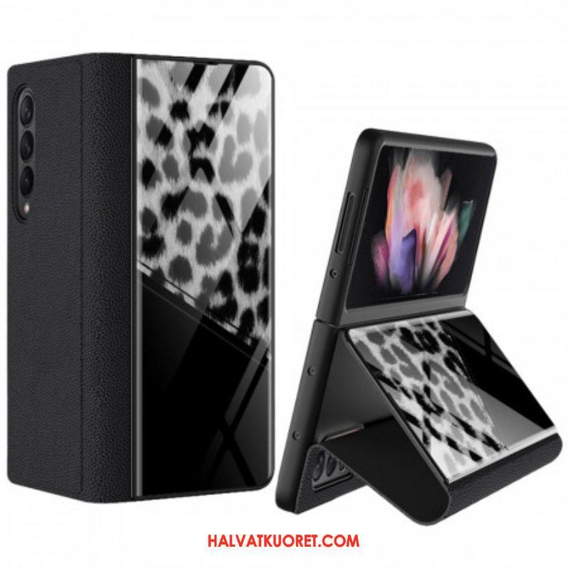 Puhelinkuoret Samsung Galaxy Z Fold 3 5G Kotelot Flip Leopard Karkaistu Lasi