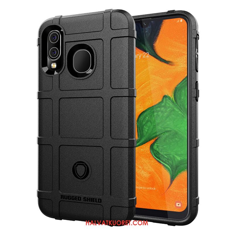 Samsung Galaxy A40 Kuoret All Inclusive Silikoni Musta, Samsung Galaxy A40 Kuori Tähti Pehmeä Neste