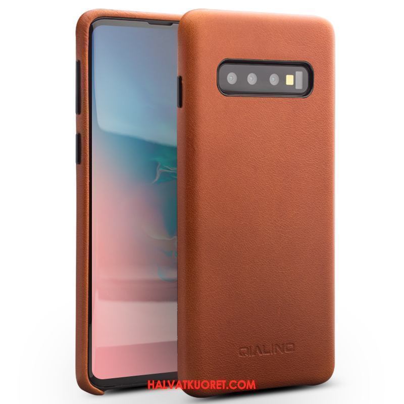 Samsung Galaxy S10+ Kuoret Liiketoiminta Takakansi Aito Nahka, Samsung Galaxy S10+ Kuori Kevyt Suojaus Braun