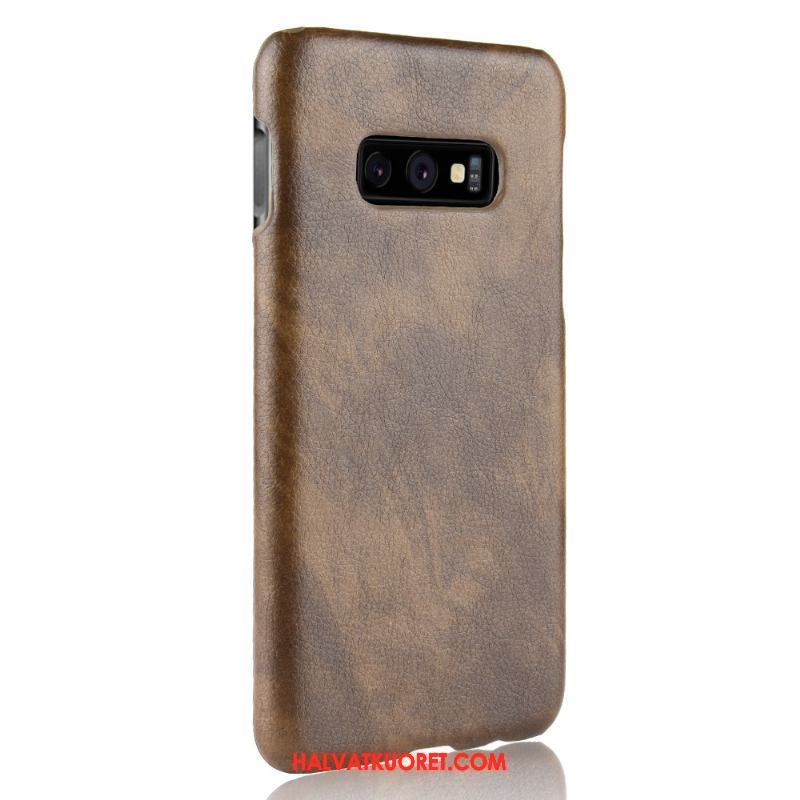 Samsung Galaxy S10e Kuoret Litsi Kotelo Suojaus, Samsung Galaxy S10e Kuori Vuosikerta Nahka Braun