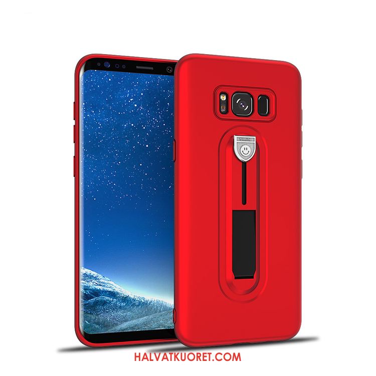 Samsung Galaxy S8+ Kuoret Tuki Kova Pesty Suede, Samsung Galaxy S8+ Kuori Silikoni Punainen