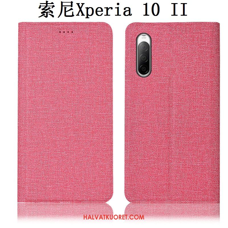 Sony Xperia 10 Ii Kuoret Nahkakotelo Pellava Murtumaton, Sony Xperia 10 Ii Kuori Suojaus Puhelimen