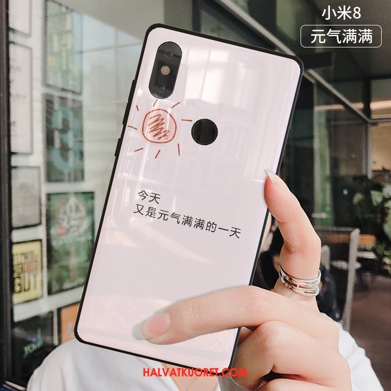 Xiaomi Mi 8 Kuoret Murtumaton Lasi Karkaisu, Xiaomi Mi 8 Kuori Suojaus Valkoinen Beige