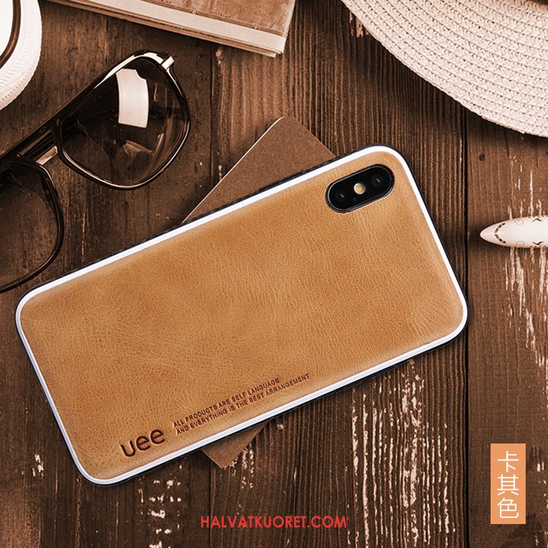 iPhone Xs Kuoret Khaki Silikoni Persoonallisuus, iPhone Xs Kuori Nahka Yksinkertainen