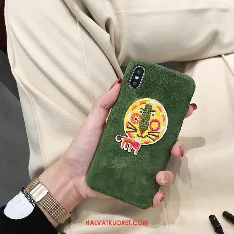 iPhone Xs Kuoret Pehmeä Neste Vihreä, iPhone Xs Kuori Ihana Kirjonta