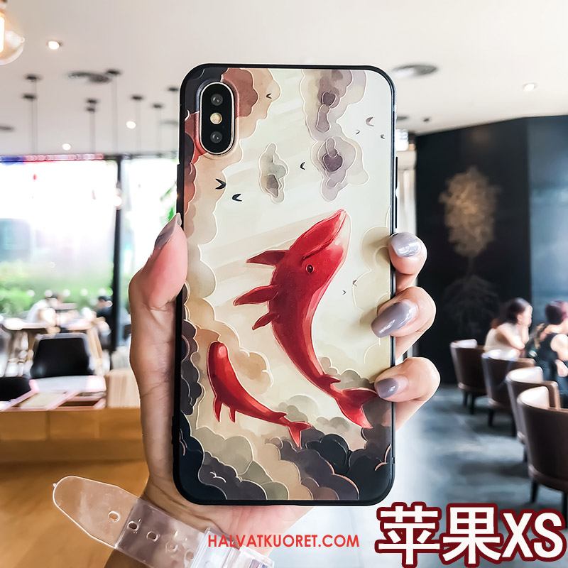 iPhone Xs Kuoret Silikoni Net Red Puhelimen, iPhone Xs Kuori Punainen Kevyt